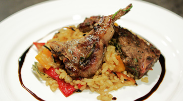 Grillet lammekotellet m. Grovrisotto